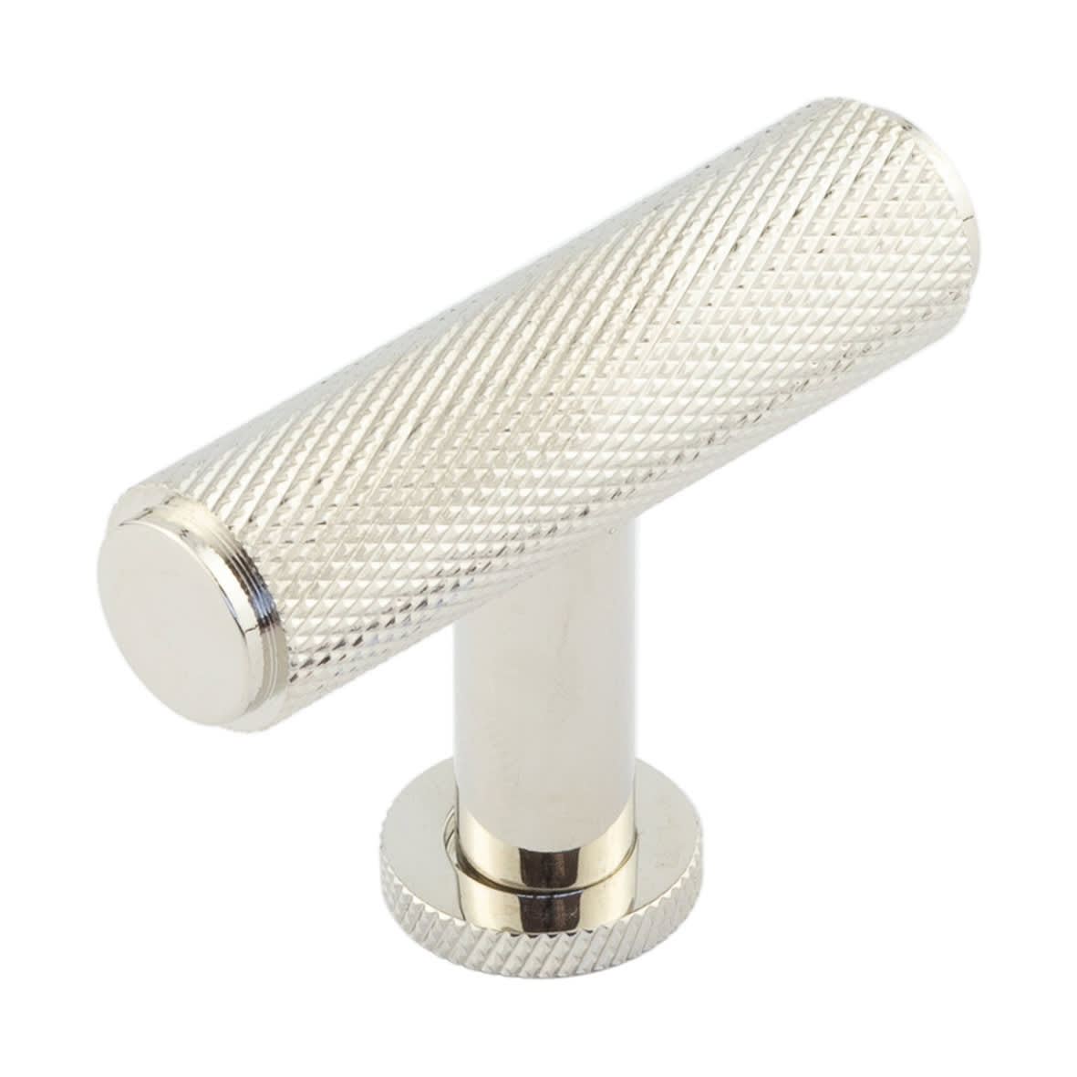 15mm Piccadilly Knurled T-Bar Cabinet Knob - 55 x 40mm - Polished Nickel