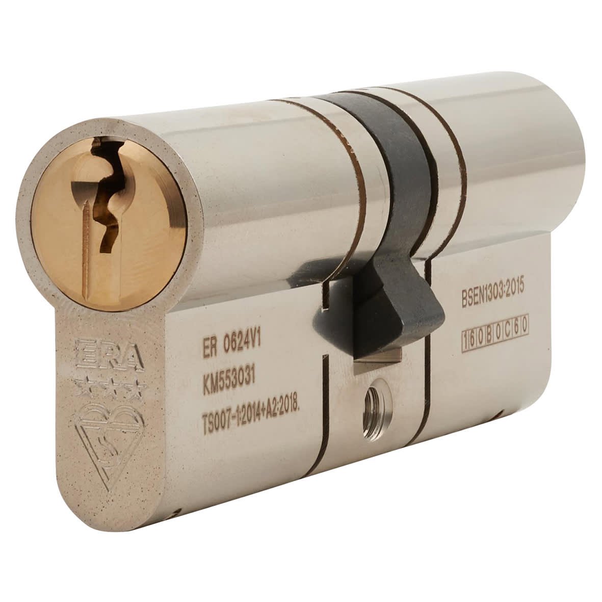 3 Star 6 Pin 80mm Euro Double Cylinder - 40mm + 40mm - Satin Nickel/ Brass - Keyed to Differ