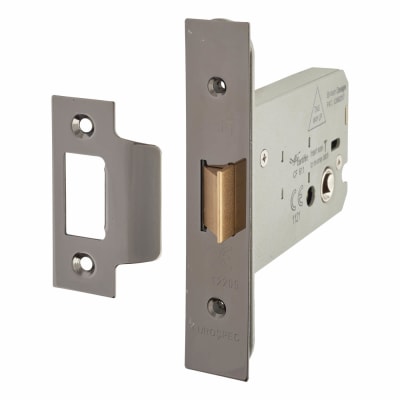 Heavy Duty Bolt Through Flat Latch - 104mm Case - 82mm Backset - Black Nickel