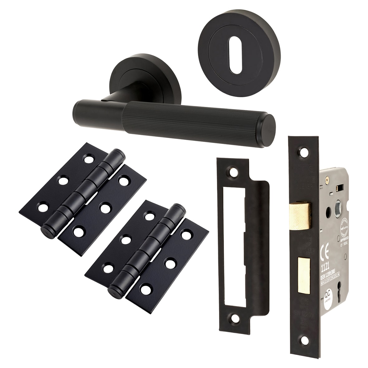Matt Black Lines 3 Lever Sashlock Door Handles Pack - Nova Range