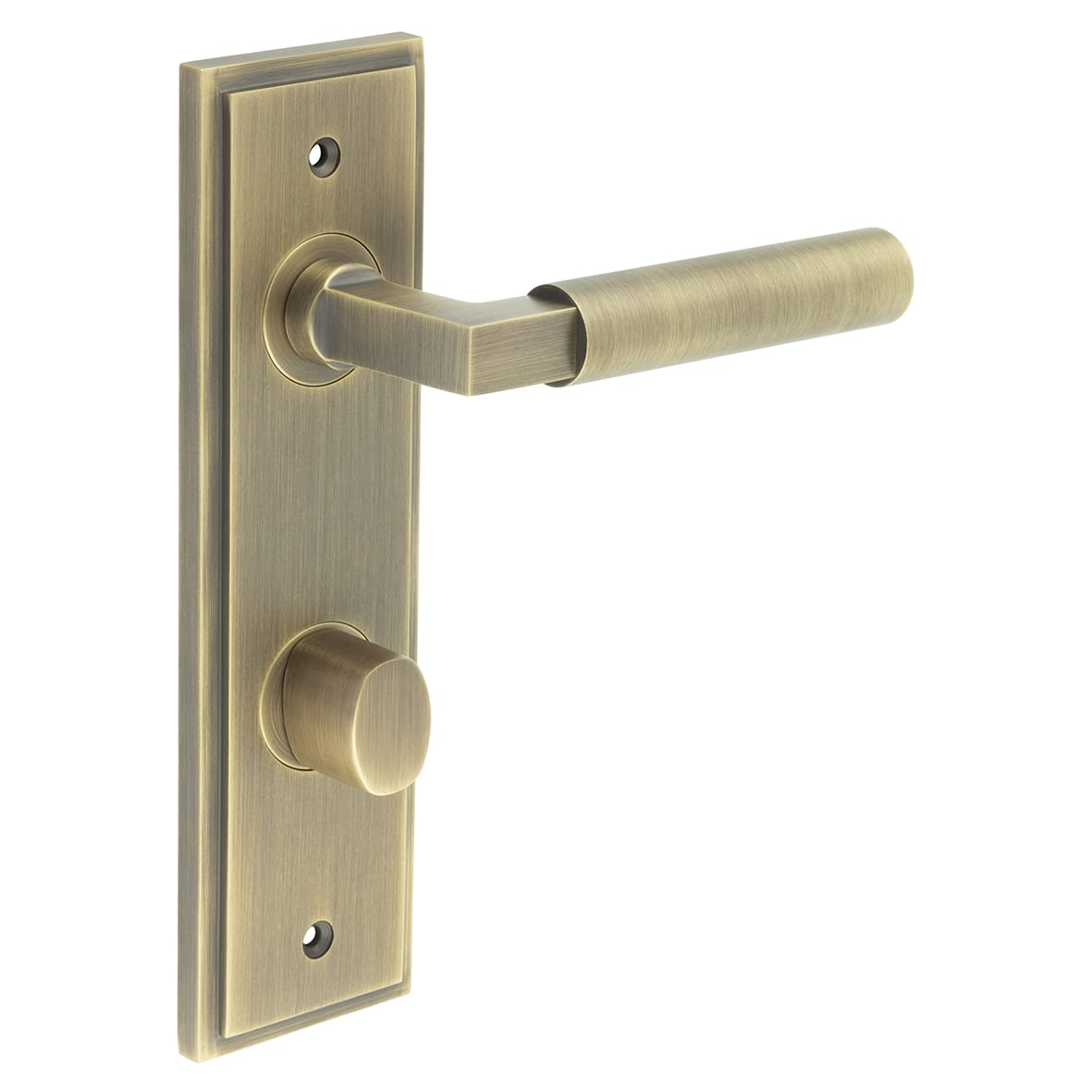 Antique Brass Fire Rated DIN Bathroom Door Handles - Westminster - Inner 2 - 200 x 55mm