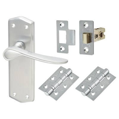 Satin Chrome Latch Door Handles Pack - Rome Range