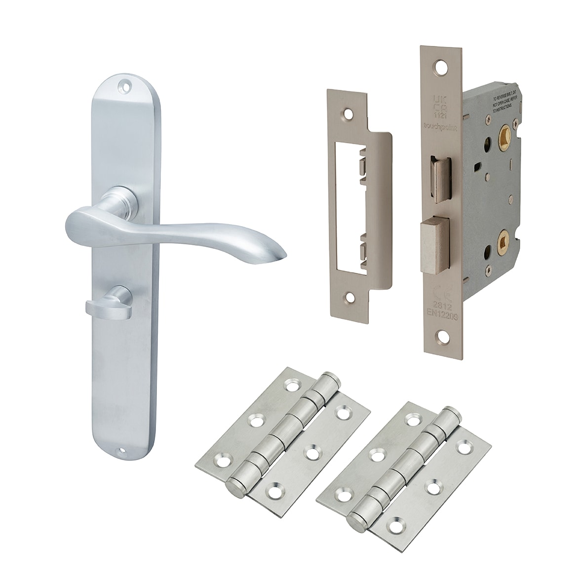 Satin Chrome Bathroom Door Handles Pack - Altea Range