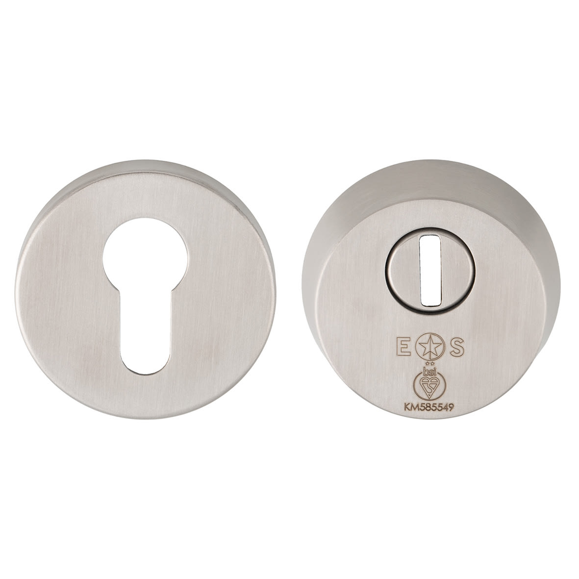 2 Star Security Escutcheon - 54mm Diameter - Euro - Satin Stainless Steel