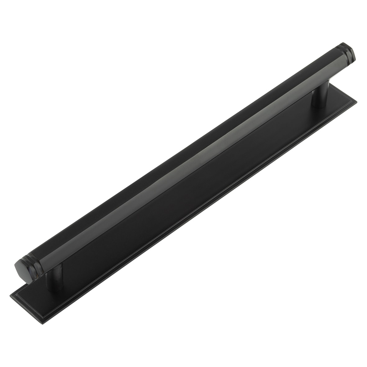 Nile 15mm Hex T-Bar Cabinet Pull Handle on Stepped Backplate - 224mm c/c - Black