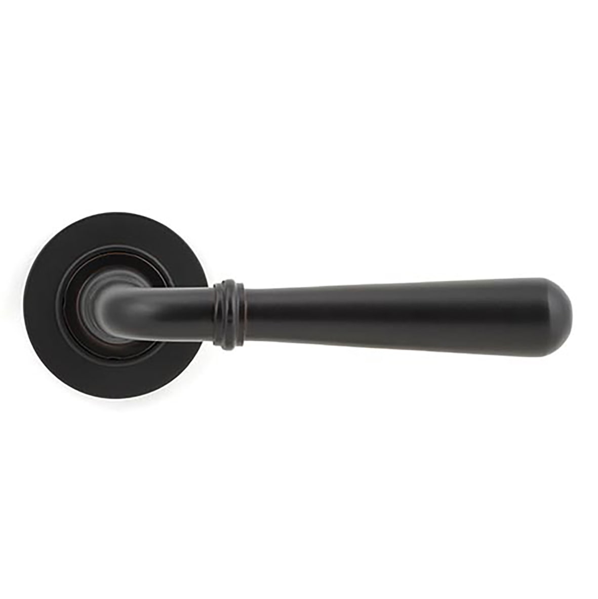 Aged Bronze Door Handles on Round Screw On Rose - Newbury Range