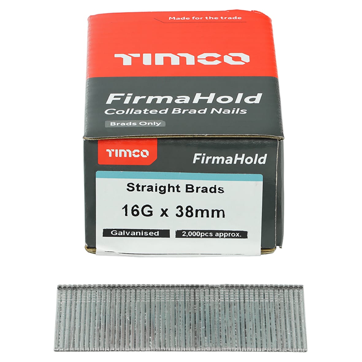 FirmaHold Second Fix Brad Nail - Straight - 16 Gauge x 38mm - Galvanised - Pack of 2000