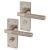 Satin Nickel Reeded Bathroom Door Handles - Lily Range - 155 x 55mm