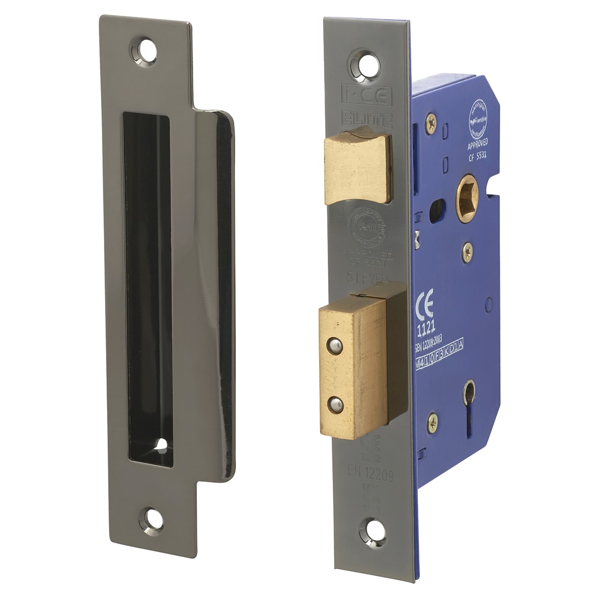 Bolt Through 5 Lever Sashlock - 63mm Case - 44mm Backset - Square - Black Nickel