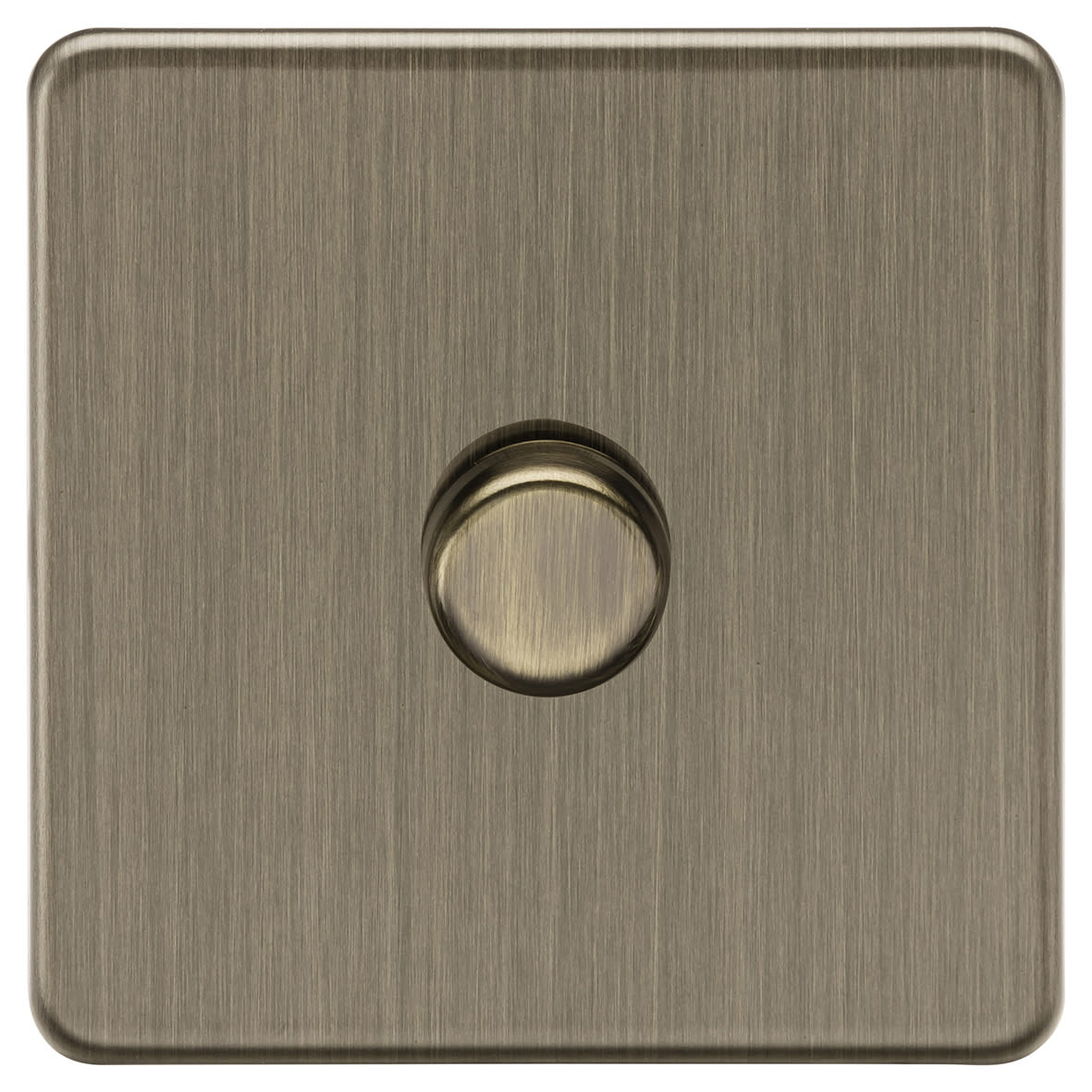5-150W 1 Gang 2 Way Push On/Off Rotary Flat Intelligent LED Dimmer Switch - Ant Brass