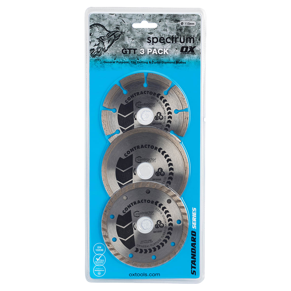 Spectrum Contractor Diamond Blade - 115 x 22.23mm - Multi-Material - Pack of 3