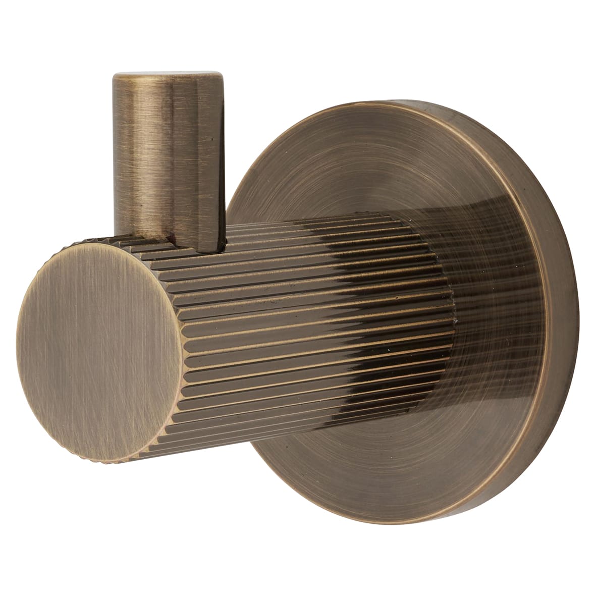 Lines Single Coat Hook - 50 x 25mm - Antique Brass