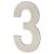 100mm Concealed Screw Fix Door Numeral - 3 - Satin Stainless Steel