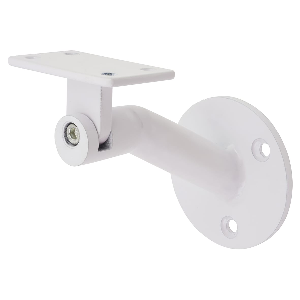 Round Plate Handrail Bracket - 75mm Projection - White