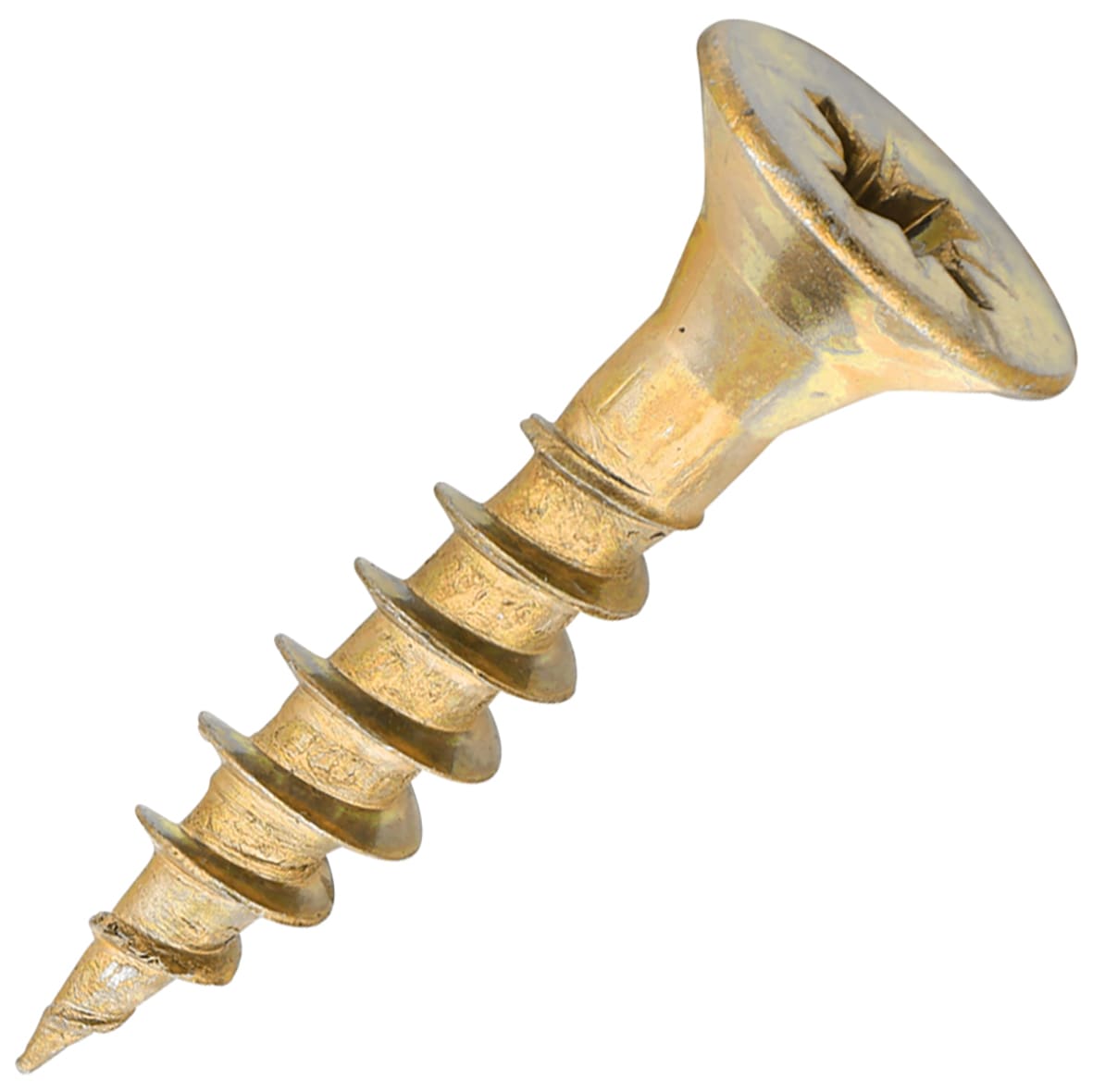 General Purpose Pozi Countersunk Chipboard Wood Screws - 5.0 x 25mm - Yellow Zinc - Pk of 200