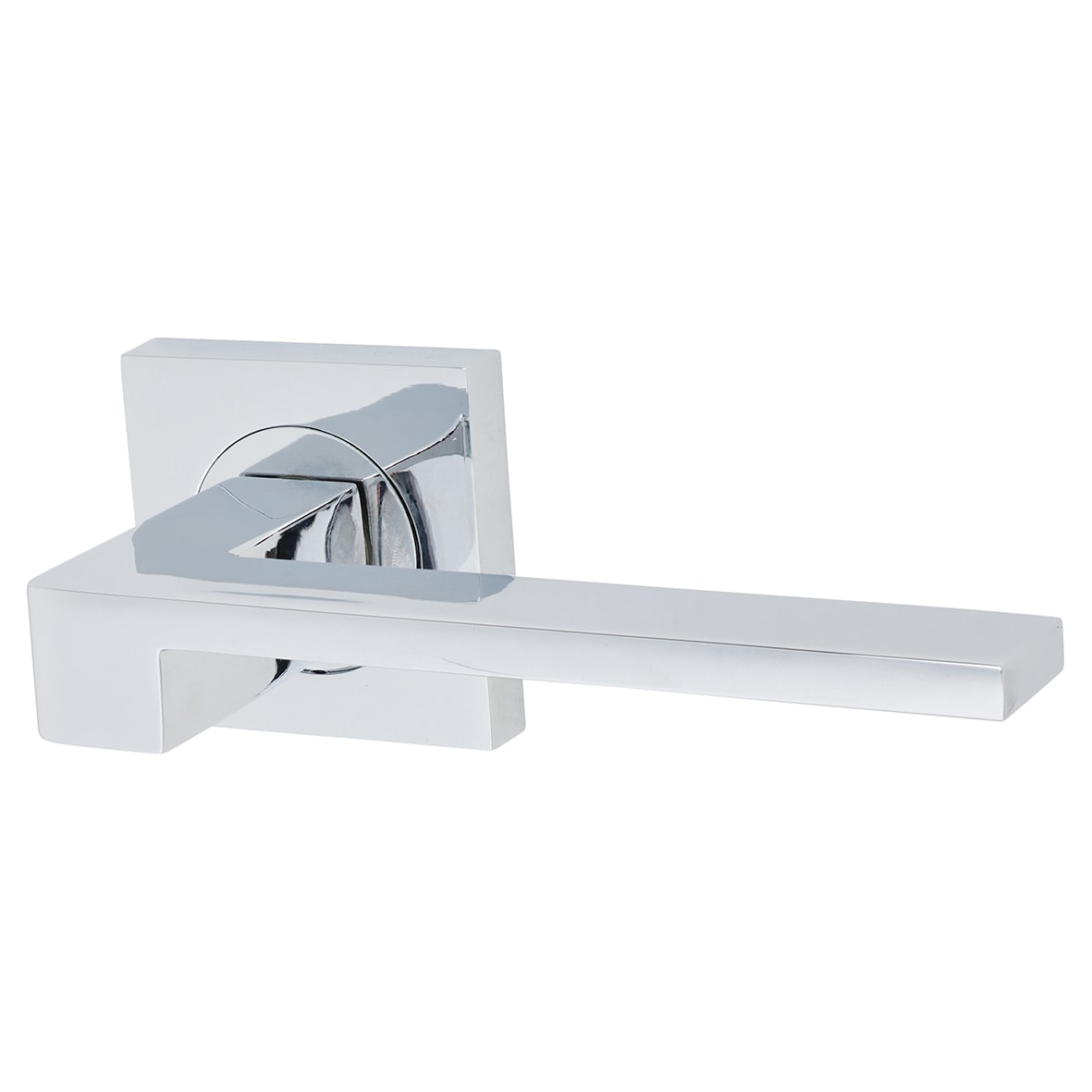 Brass Polished Chrome Door Handles on Square Rose - Equi Range