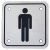 Mens Square Toilet Door Sign - 95 x 95mm - Stainless Steel