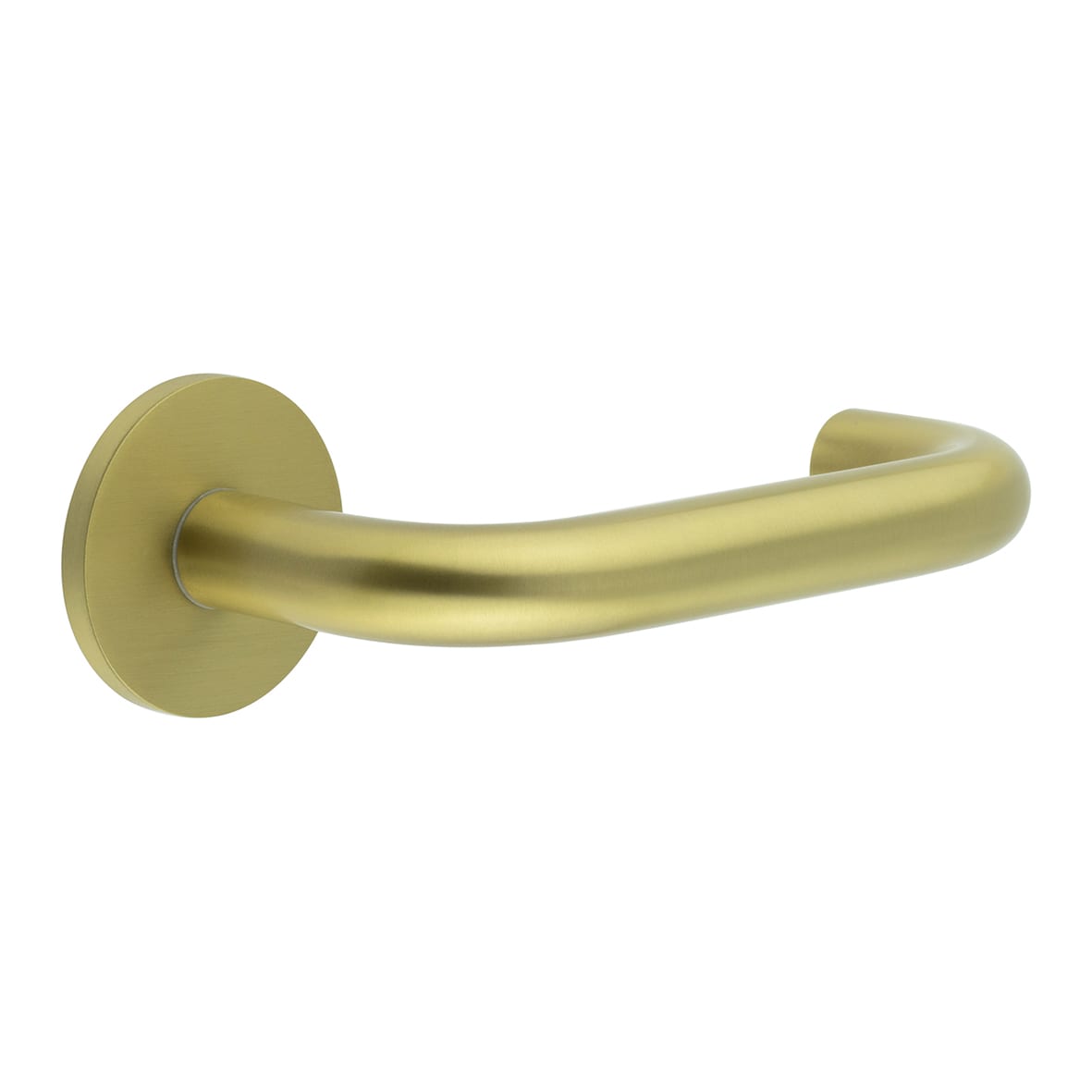 Satin Brass Unsprung 19mm Fire Rated Return to Door Handles on Round Rose - CR-106 Range