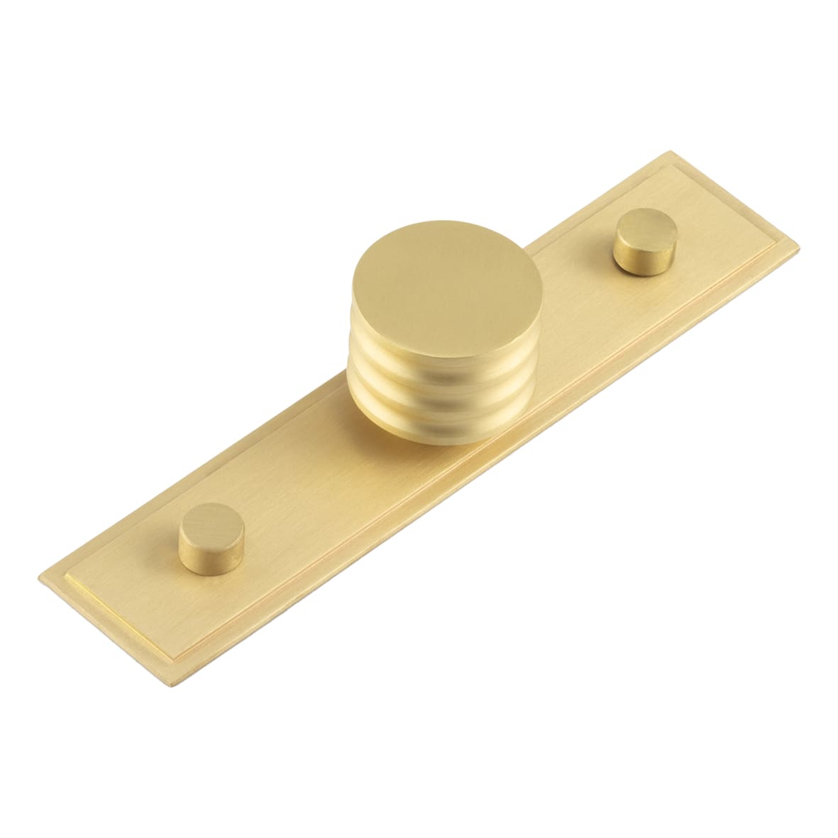 Sturt Grooved Round Cabinet Knob on Stepped Backplate - 30mm Diameter - Satin Brass