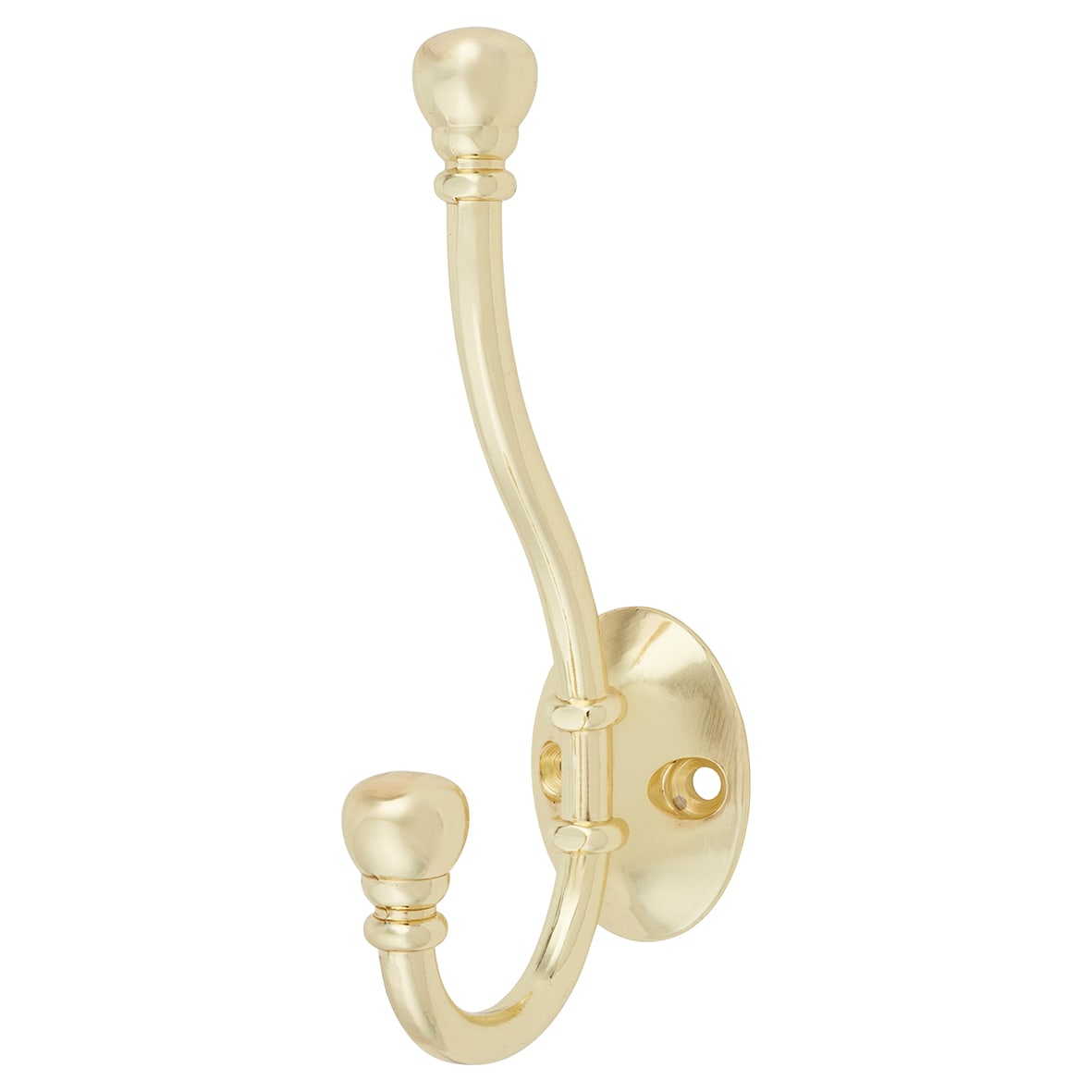 Diecast Ball End Single Hat & Coat Hook - 130 x 35mm - Polished Brass
