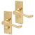 Polished Brass Victorian Scroll Privacy Door Handles - Short Plate - 118 x 42mm