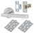 Polished/Satin Chrome Latch Door Handles on Rose Pack - Bella Range