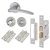 Satin Chrome Bathroom Lock Door Handles on Rose Pack - Eloise Range