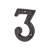 76mm Screw Fix Door Numeral - 3 - Metalized Antique Black Iron