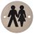 Unisex Toilet Door Sign - 75mm Diameter - Satin Stainless Steel