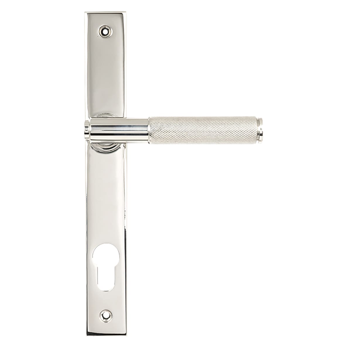 Satin Stainless uPVC Slimline Knurled Multipoint Door Handles - 92mm c/c - Brompton Range