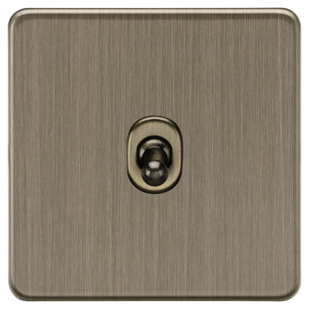 10AX 1 Gang Screwless Flat Plate Intermediate Toggle Light Switch - Antique Brass