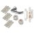 Satin Stainless Steel 19mm Return to Door Bathroom Lock Door Handles on Rose Pack