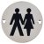 Unisex Toilet Door Sign - 75mm Diameter - Polished Stainless Steel