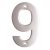 100mm Screw Fix Door Numeral - 9 - Satin Stainless Steel