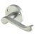 Satin Chrome Victorian Scroll Door Handles on Round Rose