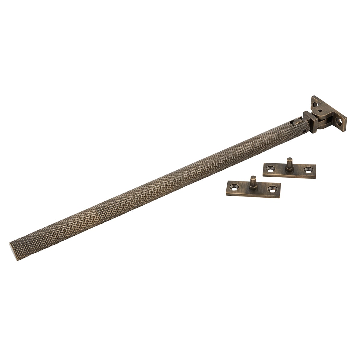 Willow Knurled Casement Window Stay - 10"/250mm Length - Antique Brass