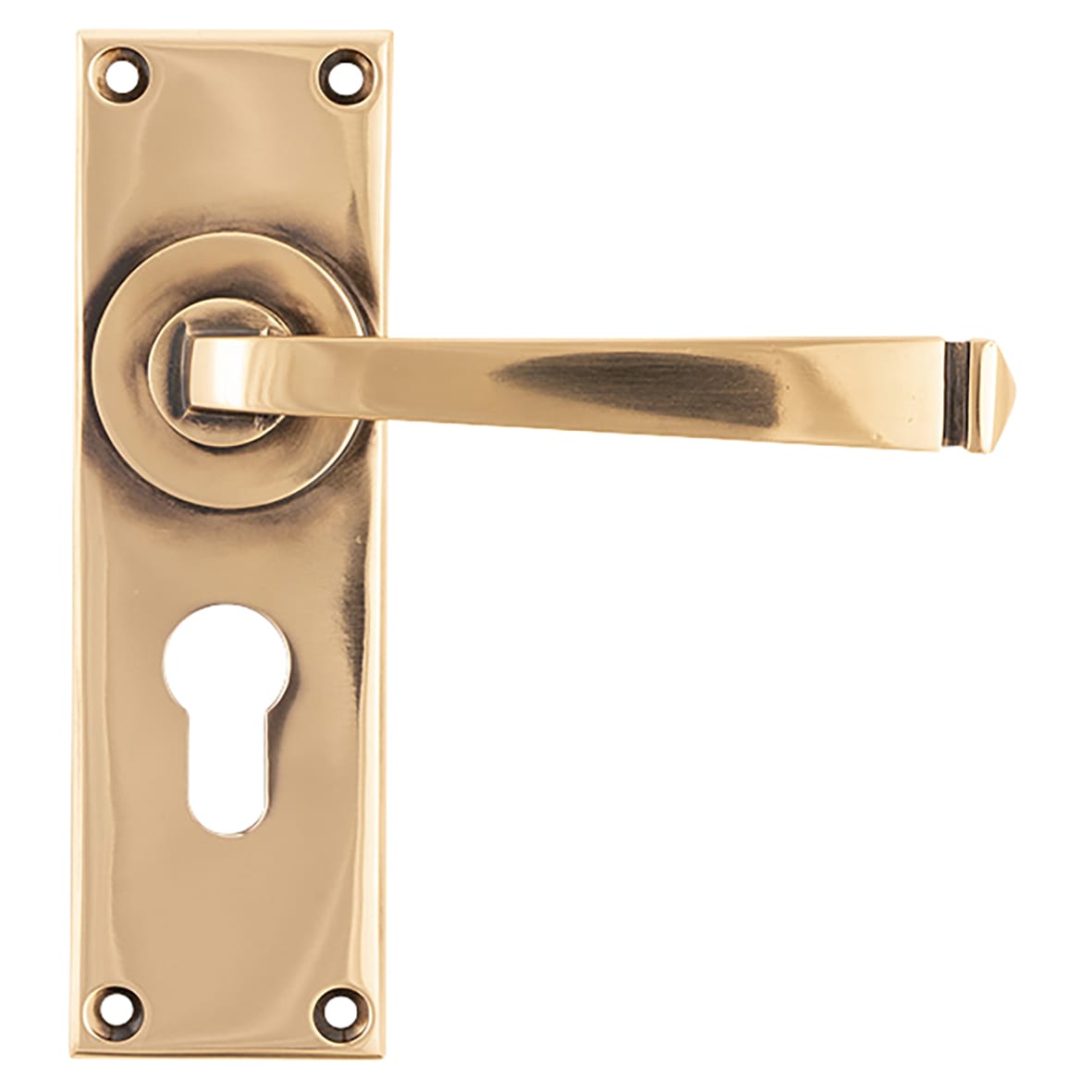 Polished Bronze Euro Lock Door Handles - Avon Range - 152 x 48mm