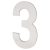 100mm Concealed Screw Fix Door Numeral - 3 - Polished Stainless Steel