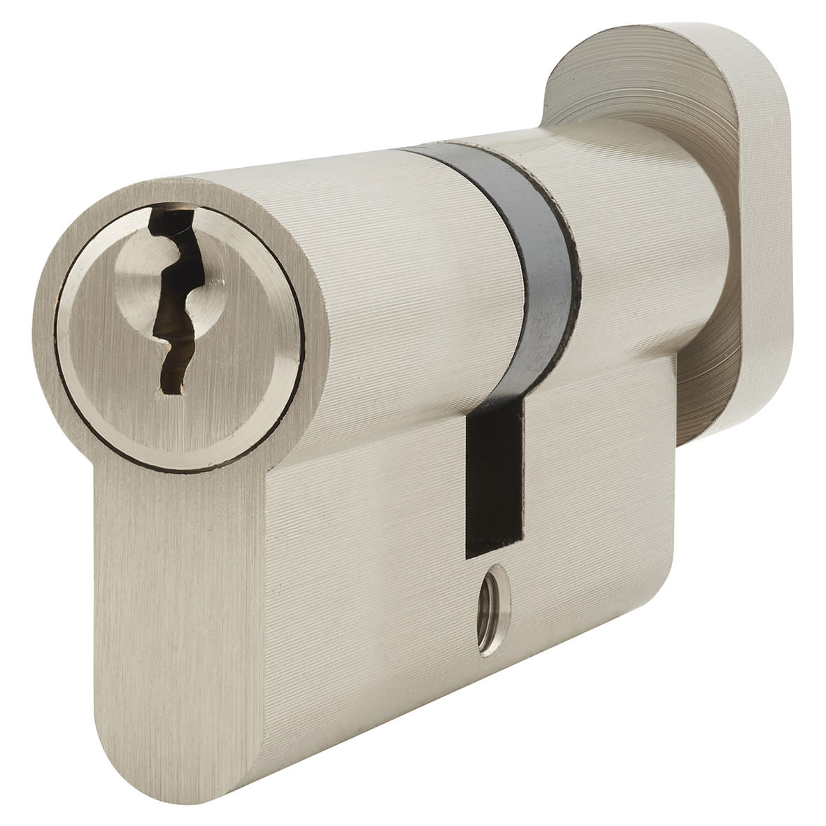 6 Pin 70mm Euro Thumbturn Cylinder - 35mm Turn + 35mm - Satin Nickel - Keyed To Differ