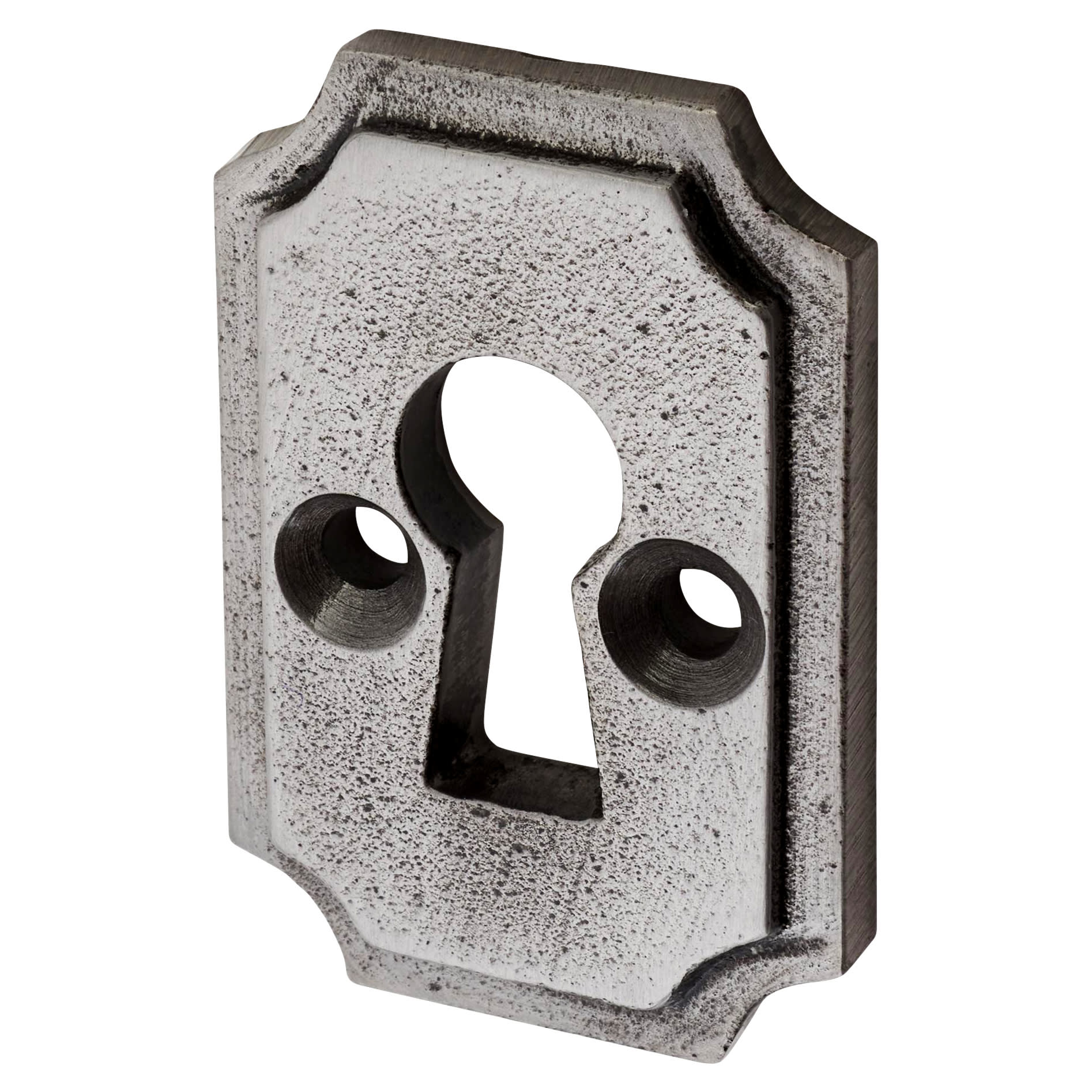 Plaque Escutcheon - 45 x 29mm - Keyhole - Metalized Polished Iron