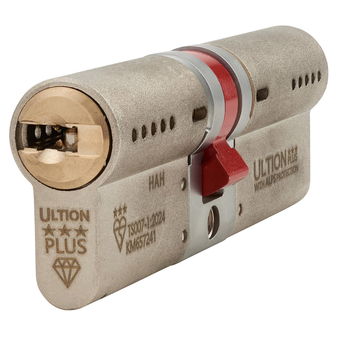 ALPS 3 Star PLUS Euro Double Cylinder - 50mm + 45mm - Satin Nickel/Brass - Keyed to Differ