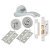 Polished Chrome Scroll Bathroom Lock Door Handles on Rose Pack - Scarlett Range