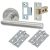 Satin/Polished Chrome Latch Door Handles on Rose Pack - Mercury Range