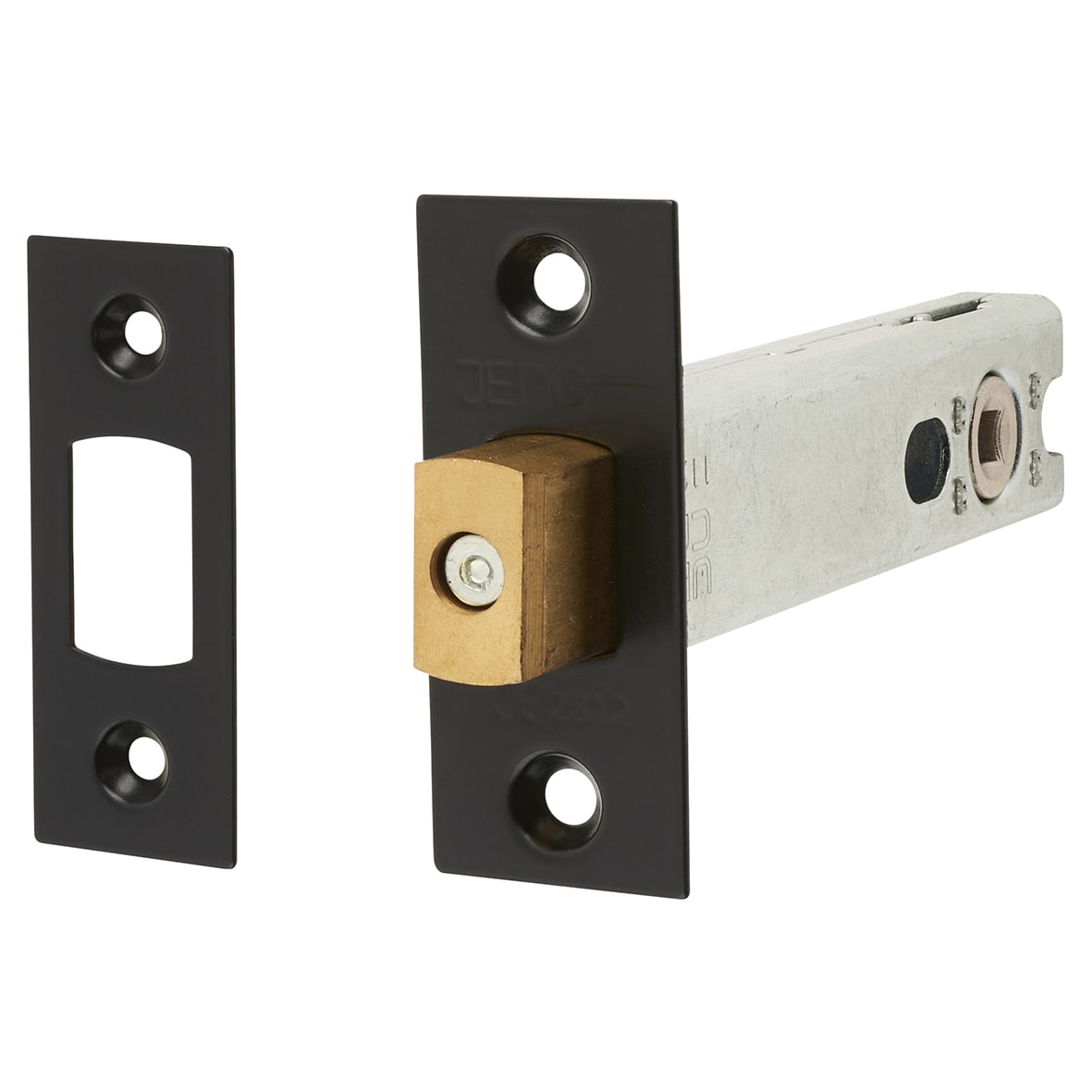 5mm Heavy Duty Bolt Through Tubular Bathroom Deadbolt - 102mm Case - 82mm Backset - Square - Matt Black