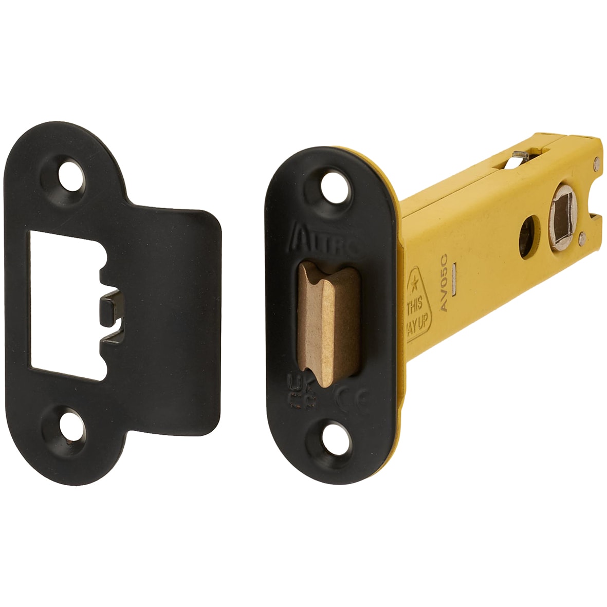 Heavy Duty Bolt Through Tubular Latch - 103mm Case - 82mm Backset - Radius - Matt Black