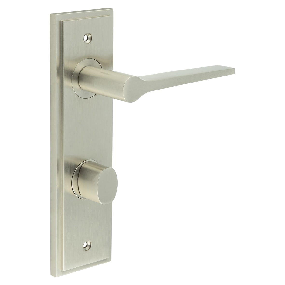 Satin Nickel Fire Rated DIN Bathroom Door Handles - Knightsbridge - Inner 2 - 200 x 55mm