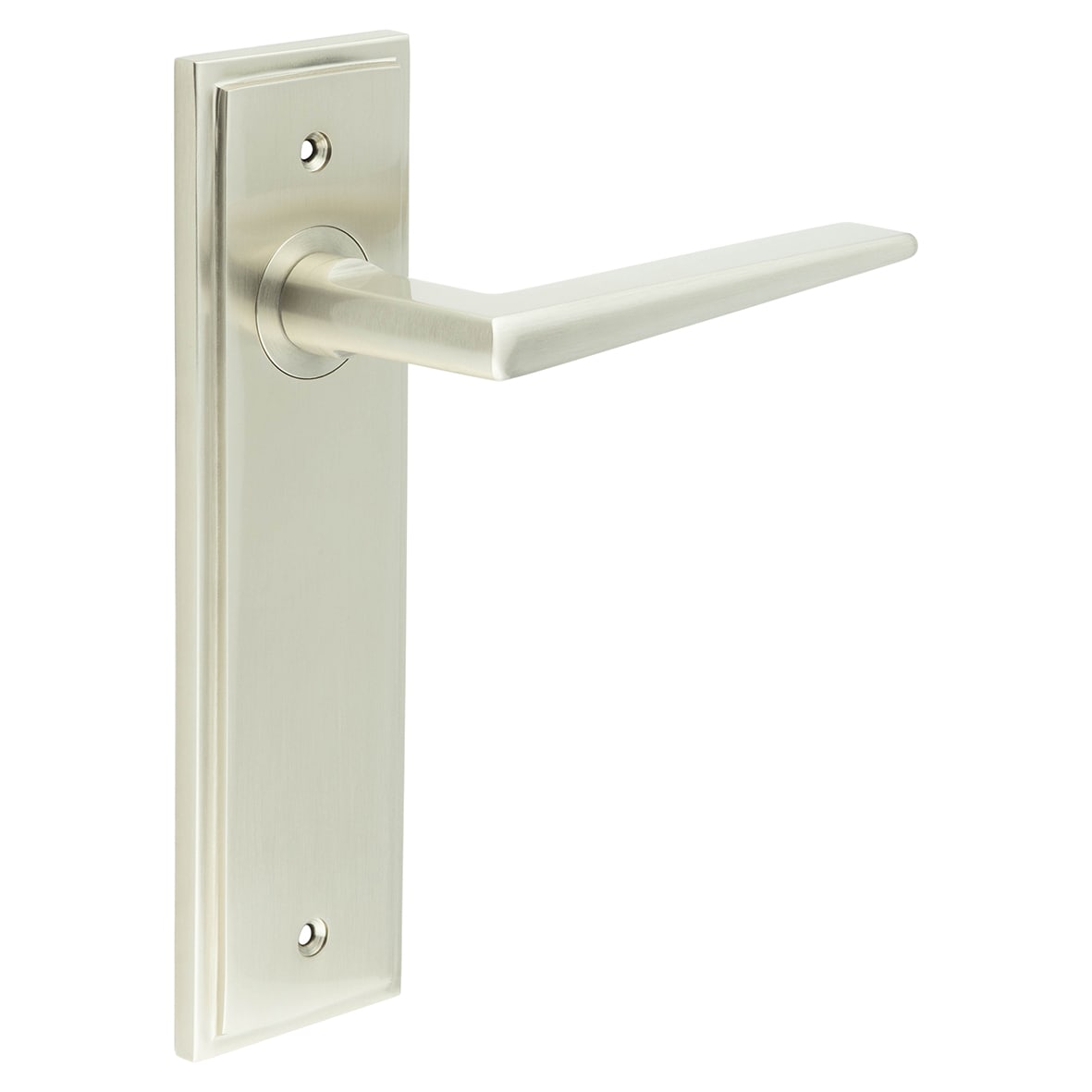 Satin Nickel Fire Rated Latch Door Handles - Mayfair - 200 x 55mm