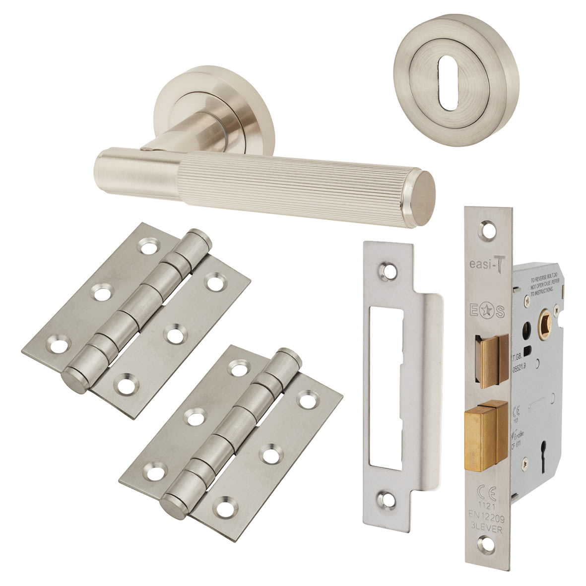 Satin Nickel Lines 3 Lever Sashlock Door Handles Pack - Nova Range