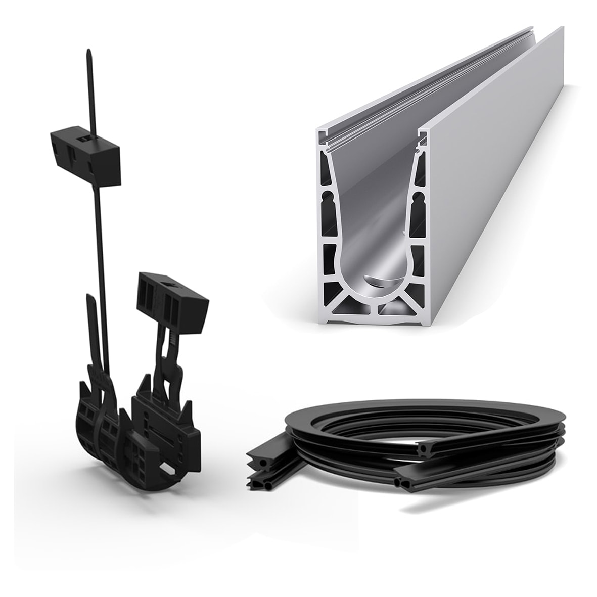 VetroMount Base Rail With 21.5mm Fitting Kit - 2500mm Length - Aluminium