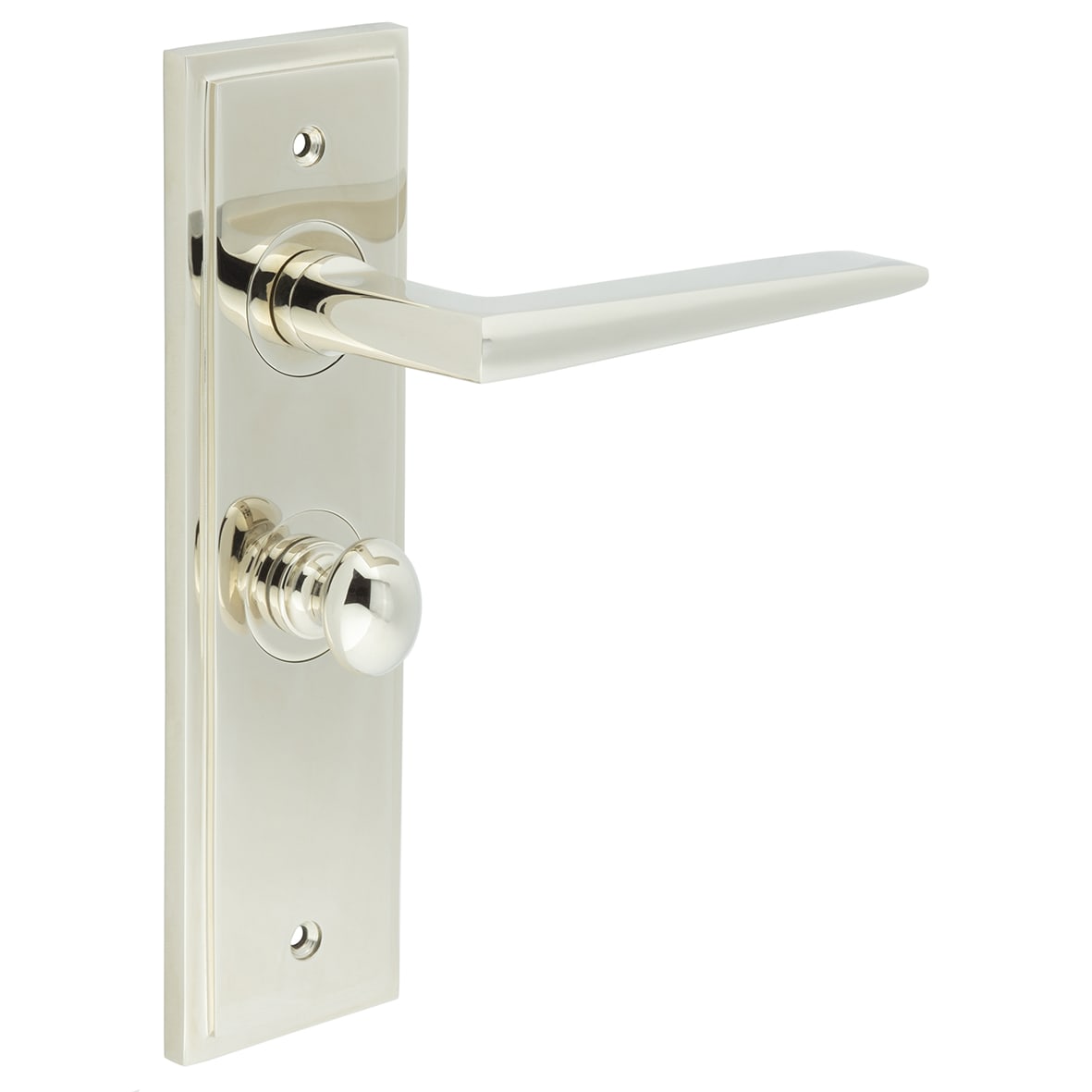 Polished Nickel Fire Rated Bathroom Door Handles - Mayfair - Inner 1 - 200 x 55mm